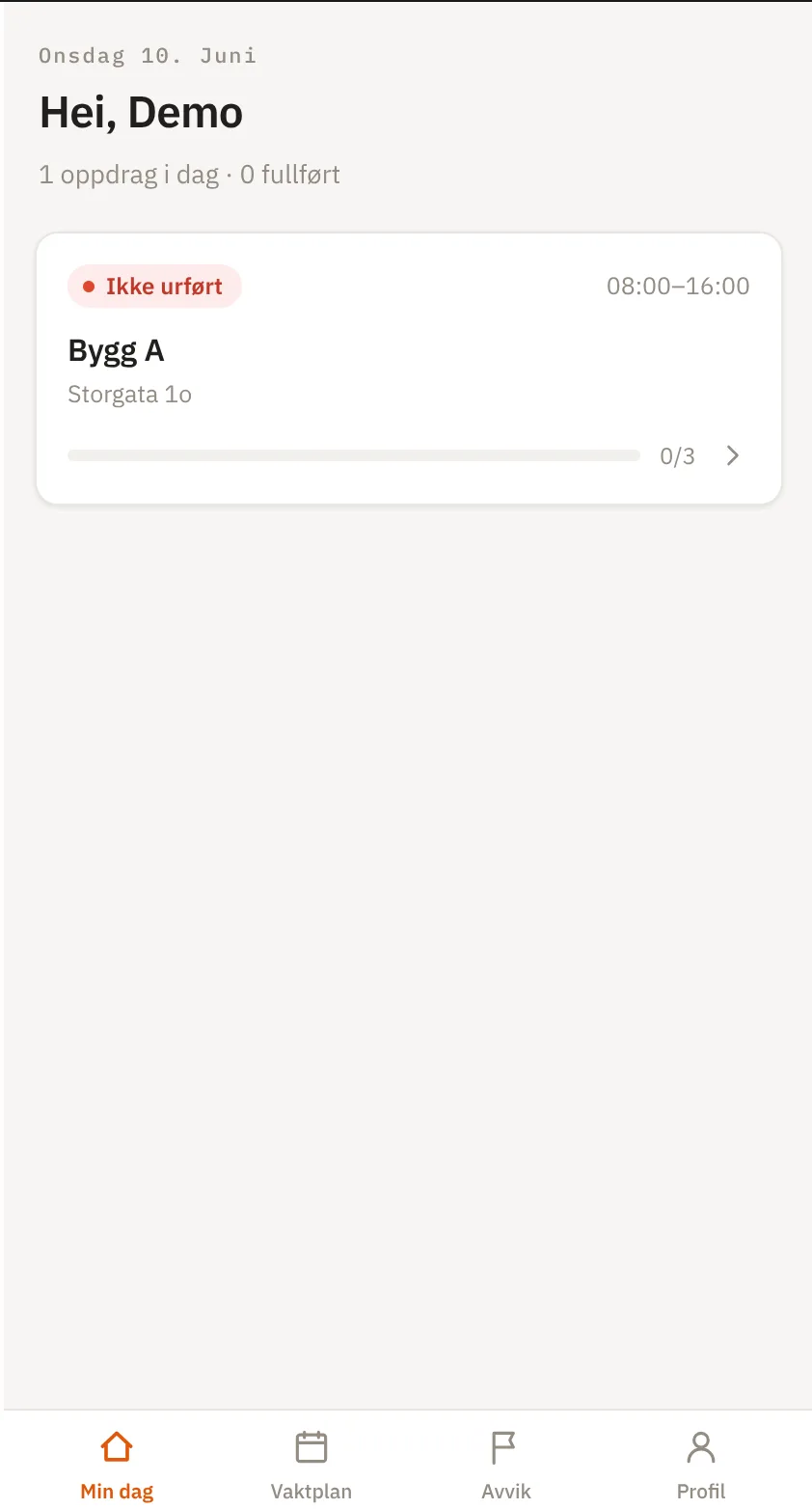 Tidur-feltappen: Min dag med dagens oppdrag, status og fremdrift
